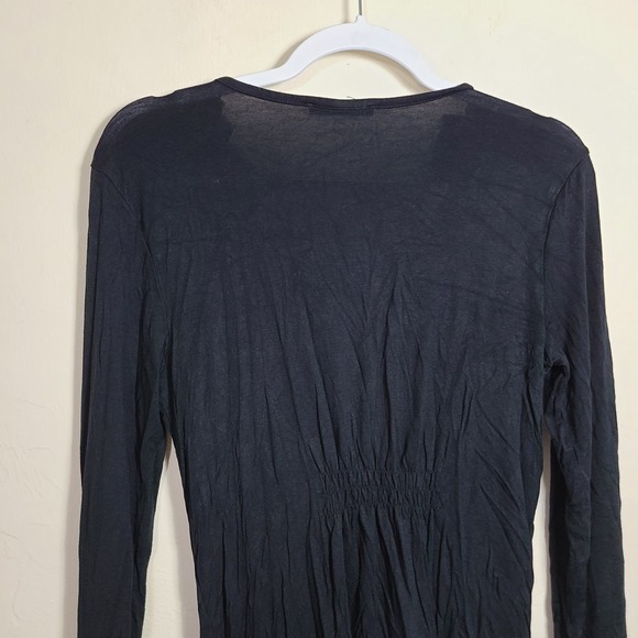 Black Lace Ruffled Long Sleeve Top M Romantic Goth Dark Whimsical Slinky Witchy - Picture 8 of 9